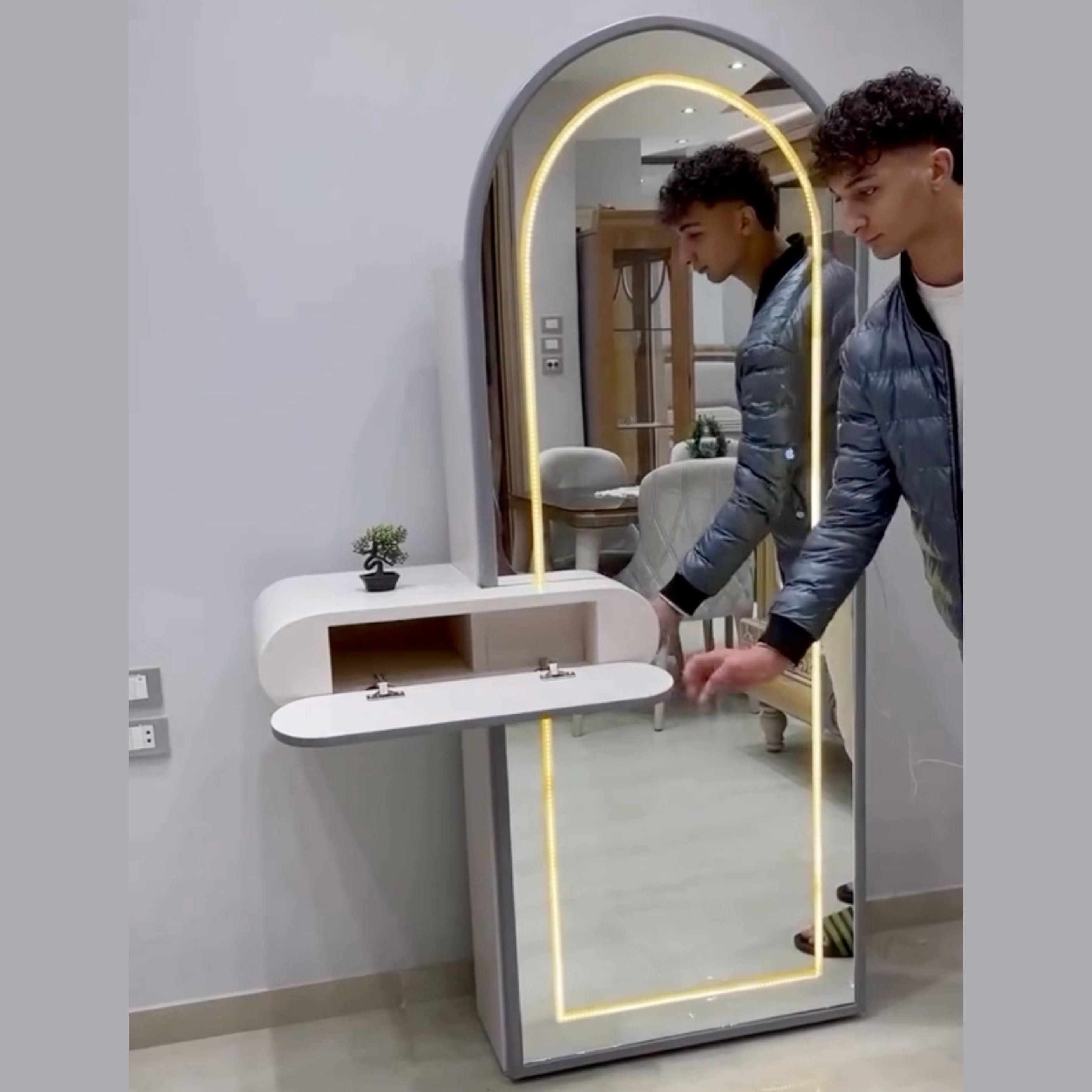 LumaArch LED Vanity Mirror with Floating Shelf