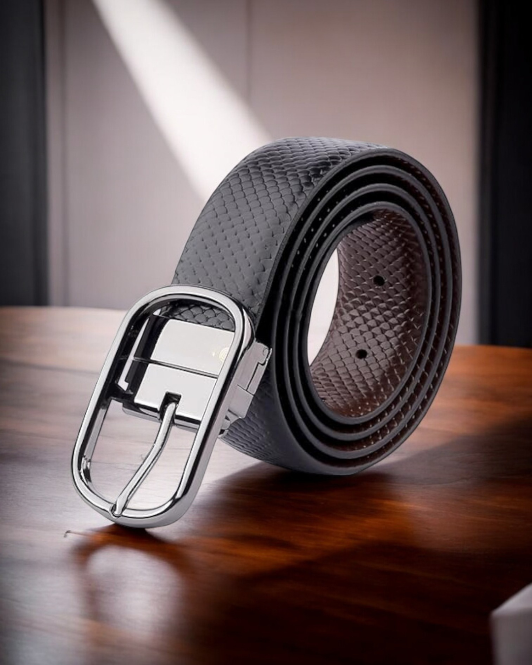 Round Fork Silver Men's Belt