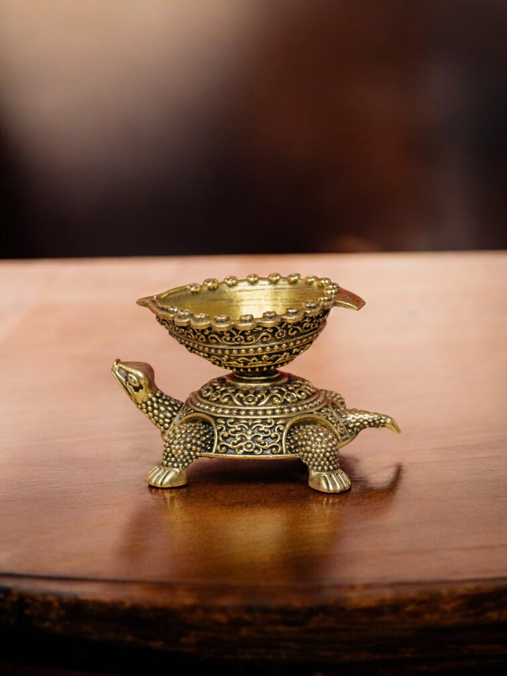 Golden Tortoise Akhand Diya Aluminum