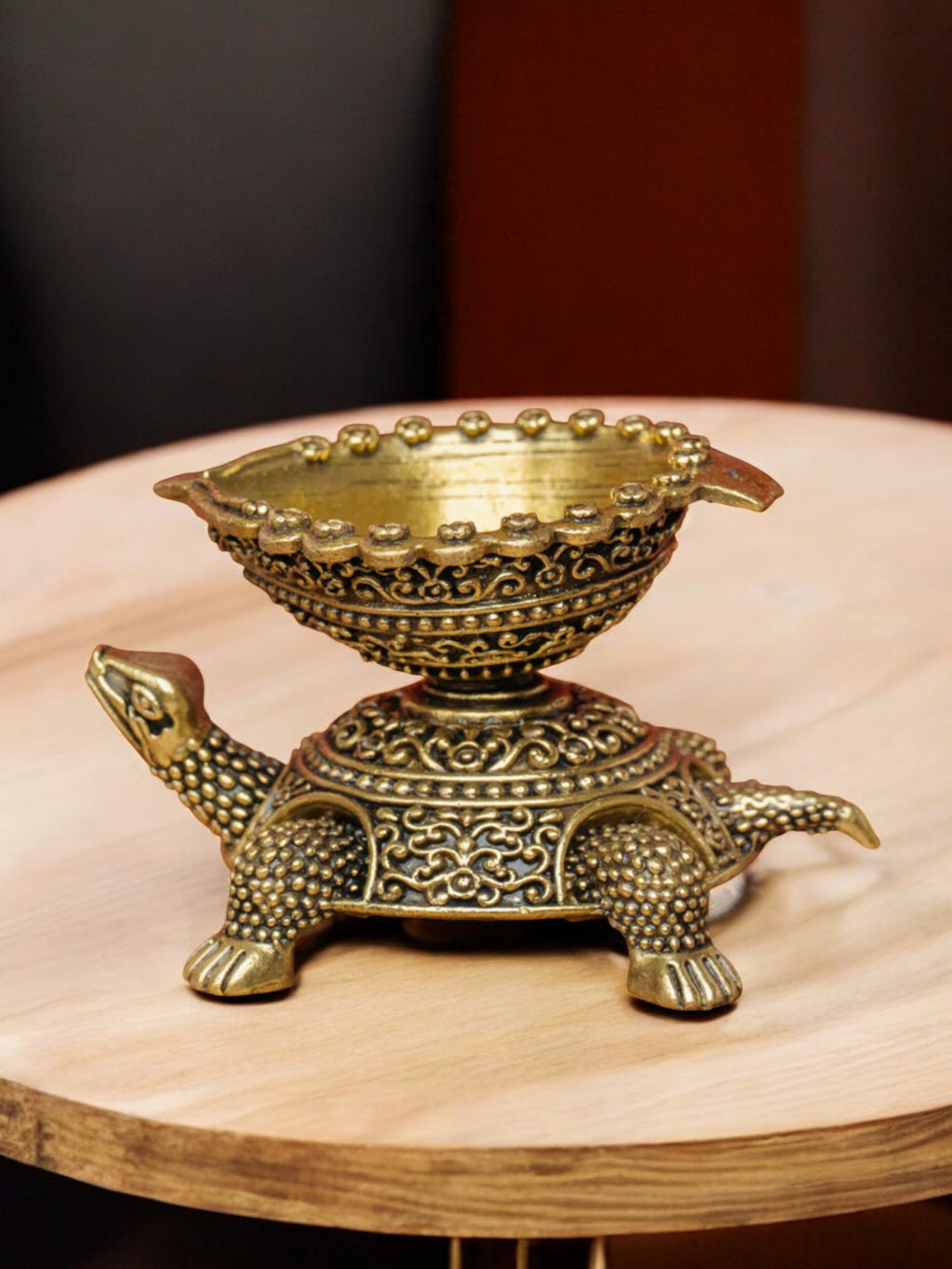 Golden Tortoise Akhand Diya Aluminum