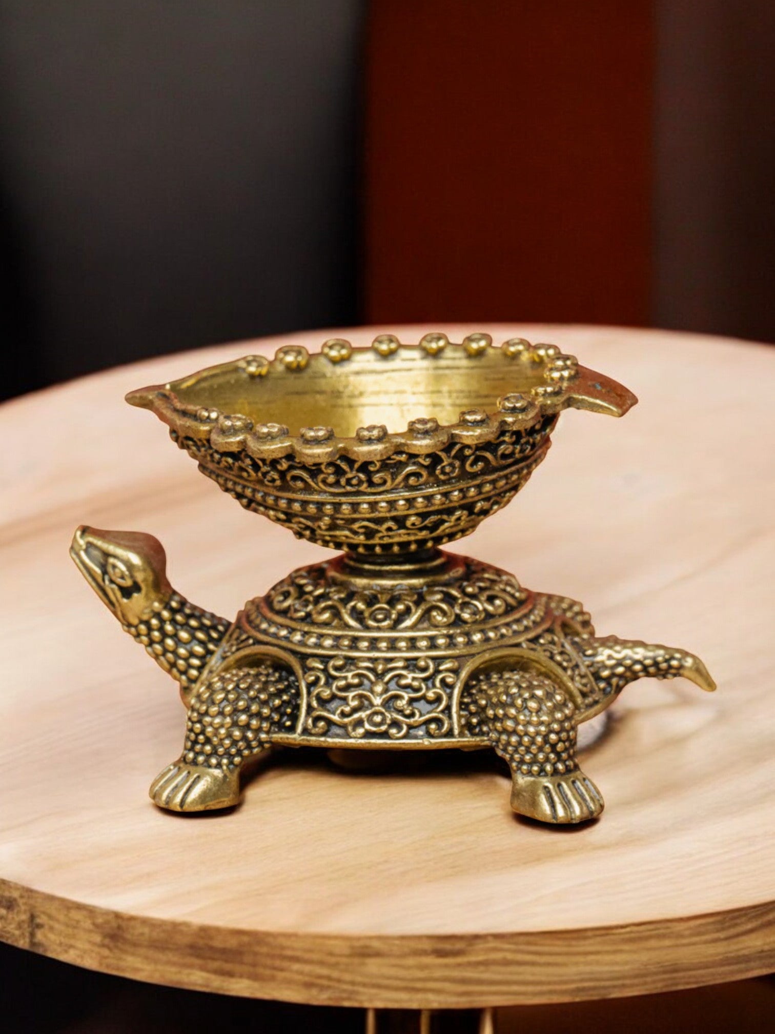 Golden Tortoise Akhand Diya Aluminum