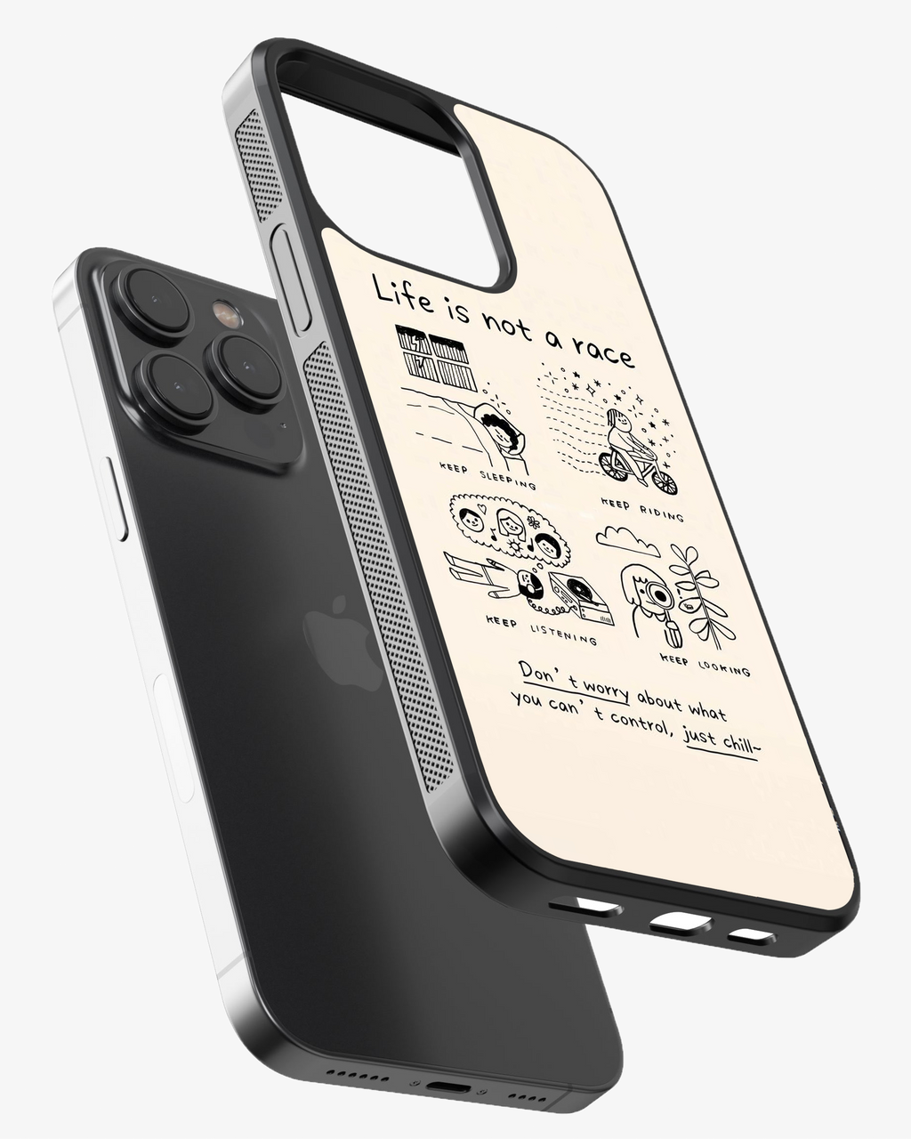 Minimal Doodle Positive Vibes Glass Case