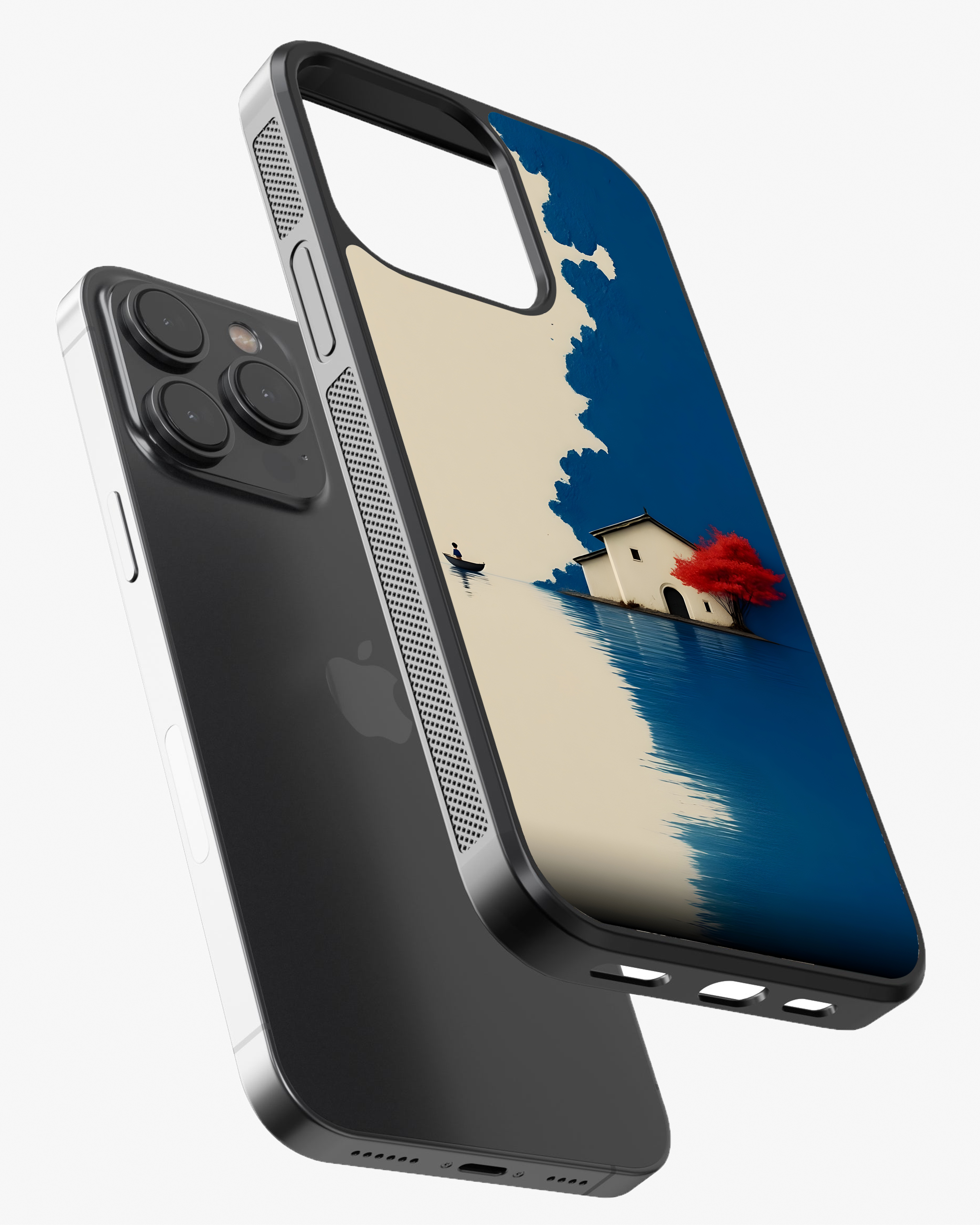 Calm Lake & Red Tree Art phone Cover Glass Case