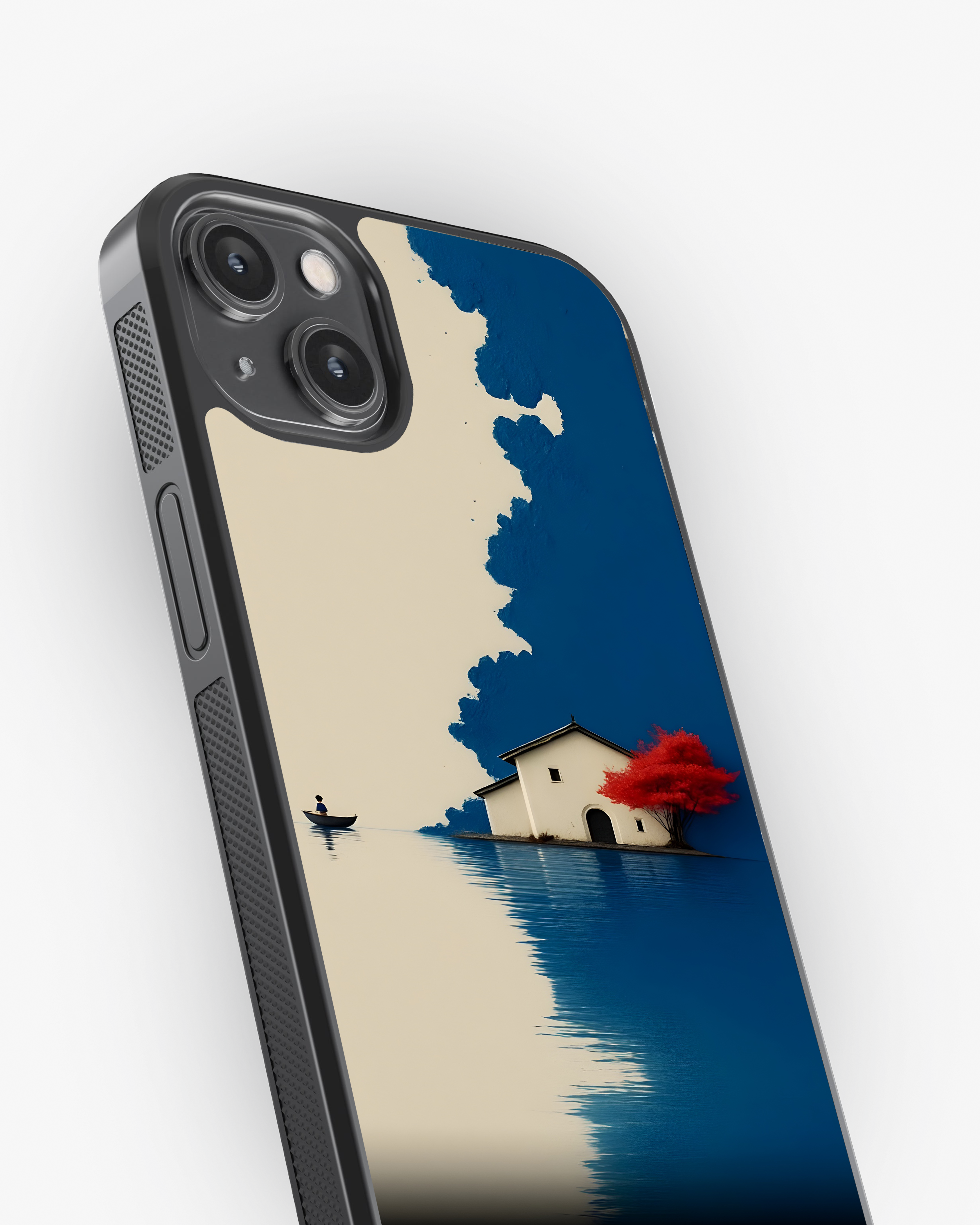 Calm Lake & Red Tree Art phone Cover Glass Case