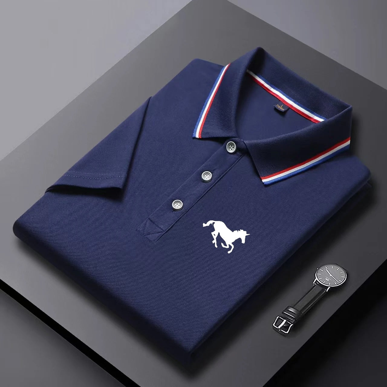 Navy Blue Half Sleeves Polo Tshirt - C736