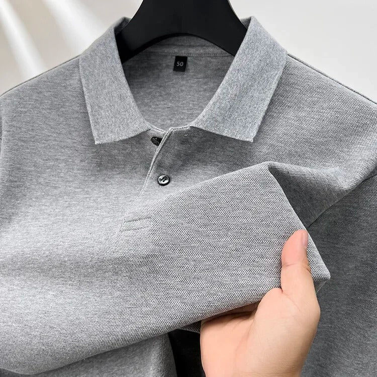 Light Grey Full Sleeves Polo Tshirt - B898