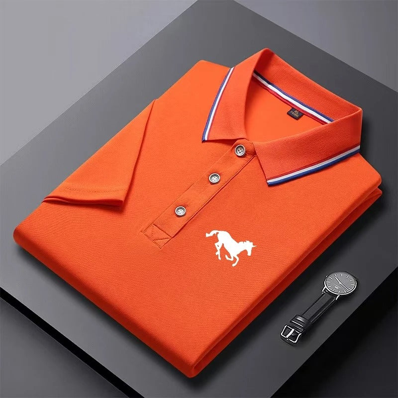 Orange Half Sleeves Polo Tshirt - C736