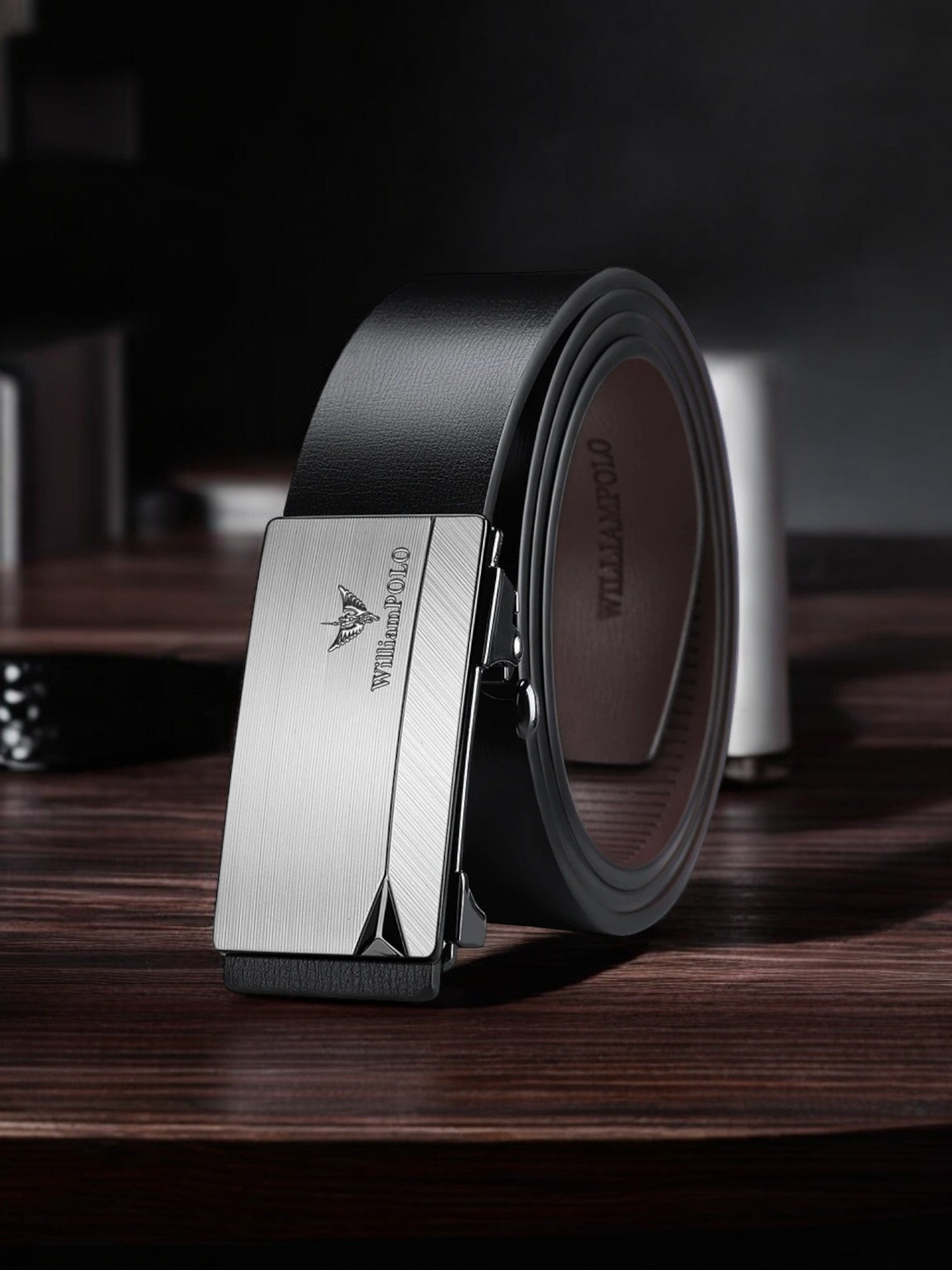 Silver & Black Autolock Men's Belt