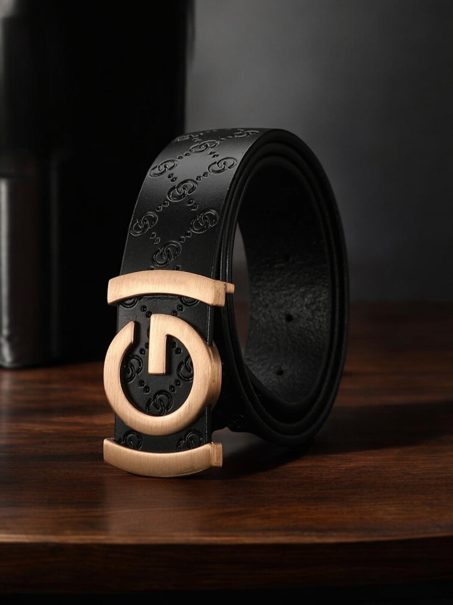 Golden G Black Pattern Men's Belt