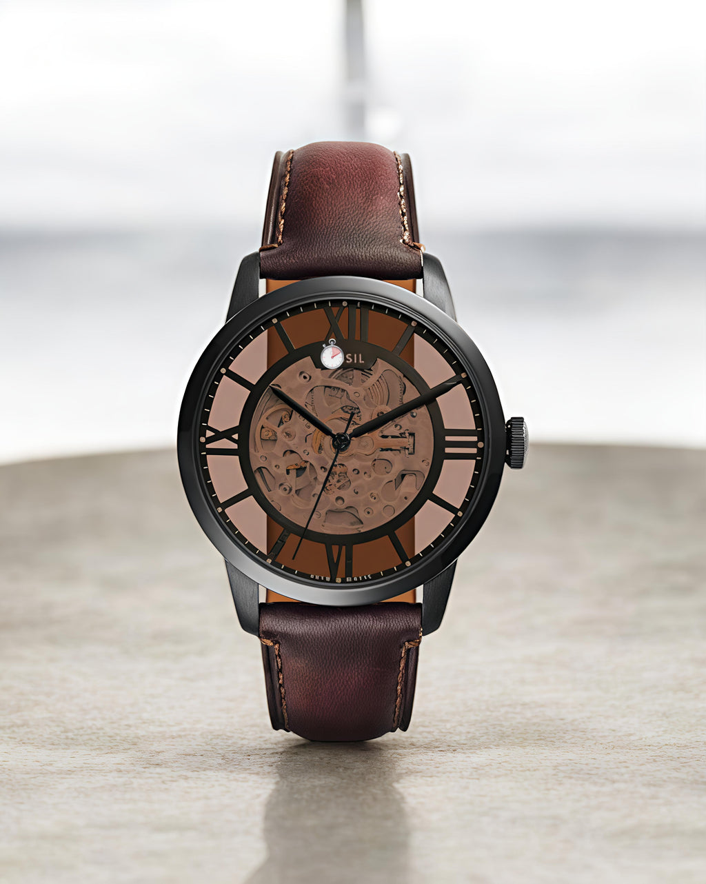 Foss-il Analog Brown Dial Men's Leather Band Watch