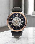 Foss-il Leather Flynn Analog Black Dial Men's Watch